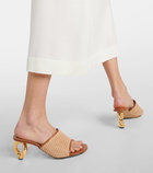 JW Anderson Chain Heel leather-trimmed raffia sandals