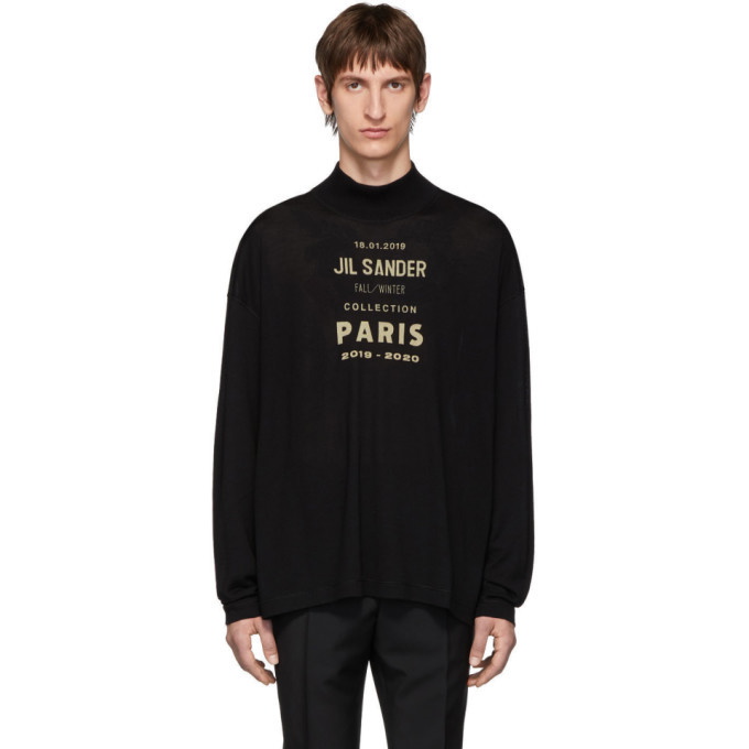 Photo: Jil Sander Black Oversized Boxy Logo Sweater