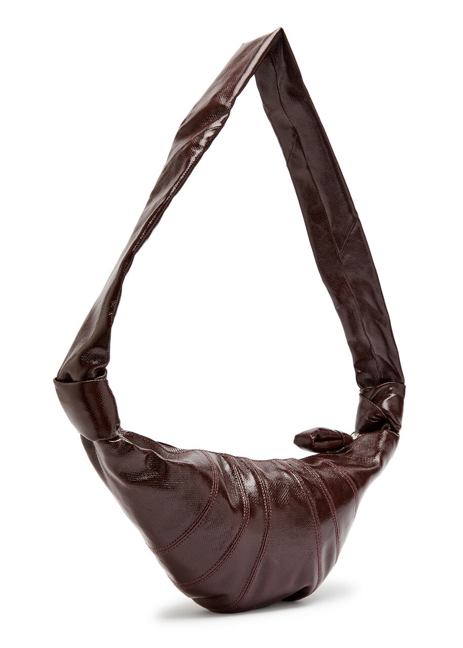 Lemaire Croissant Small Glossed Leather Shoulder bag - Chocolate - One Size