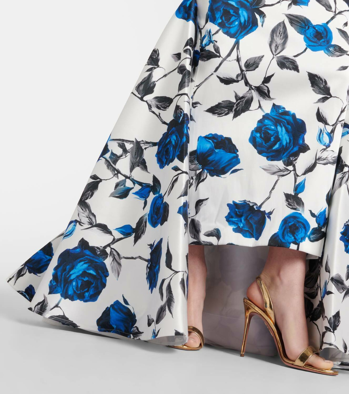 Rasario Draped floral satin gown