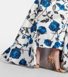 Rasario Draped floral satin gown