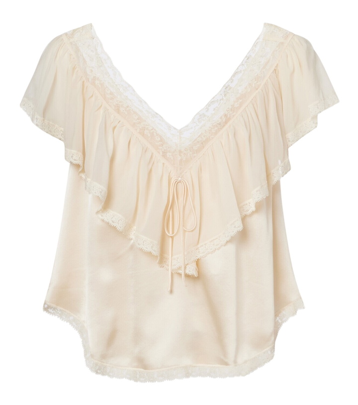 Photo: Dôen Yadira lace-trimmed ruffled silk blouse