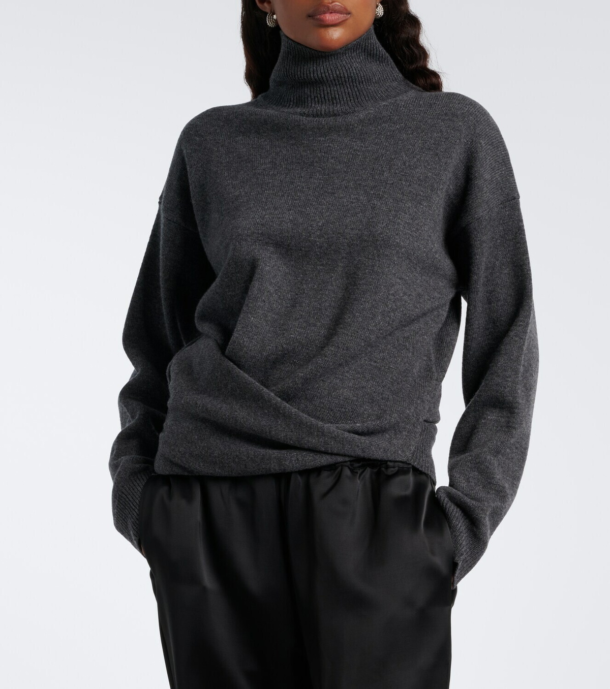 Róhe Draped wool and cashmere turtleneck sweater