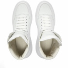 Alexander McQueen Men's Court Mid Nappa Leather Sneakers in White/Optic White