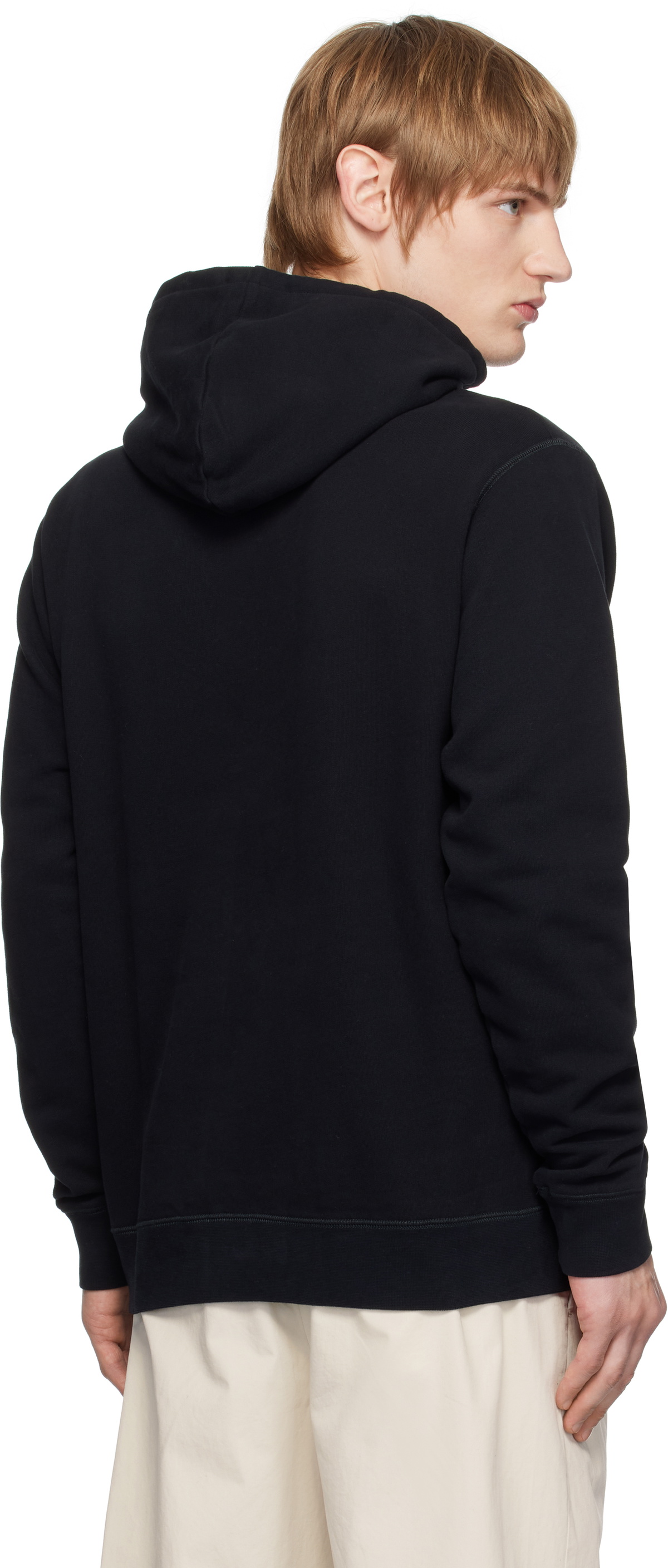 Sunspel Black Loopback Hoodie