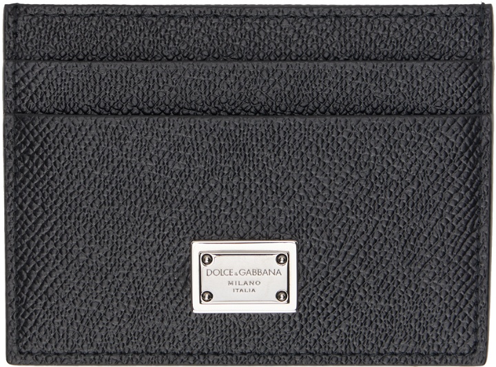 Photo: Dolce & Gabbana Black Calfskin Branded Plate Card Holder