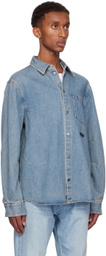 Helmut Lang Blue Curved Classic Denim Shirt
