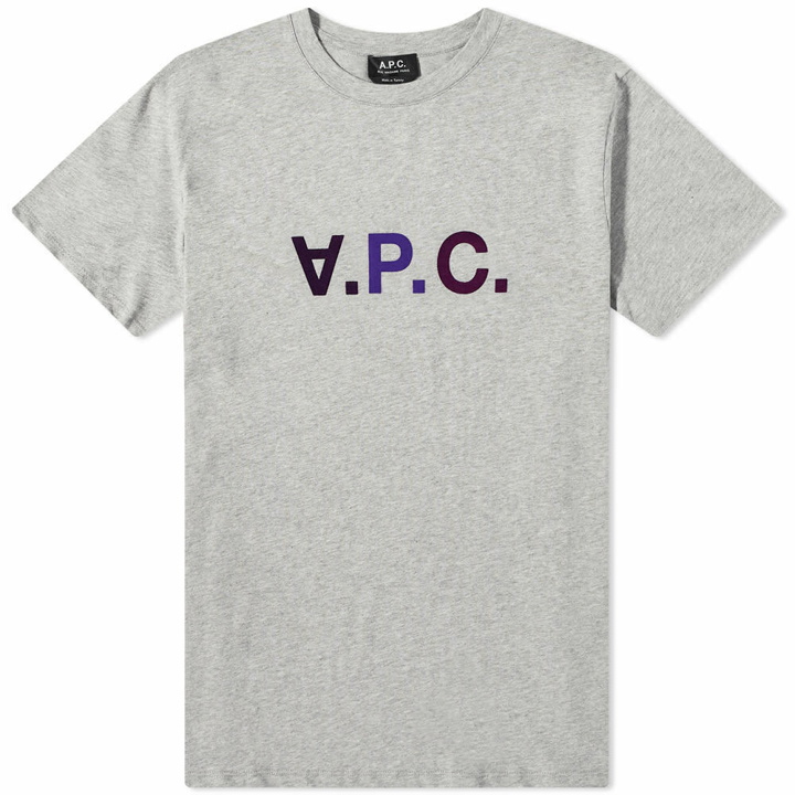 Photo: A.P.C. Men's Multicolour Vpc T-Shirt in Heathered Light Grey/Violet