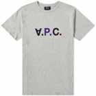 A.P.C. Men's Multicolour Vpc T-Shirt in Heathered Light Grey/Violet