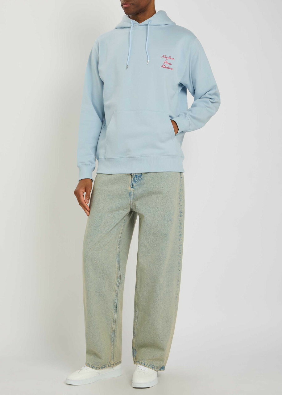 DRÔLE DE Monsieur Le Hoodie Embroidered Hooded Cotton Sweatshirt Light Blue