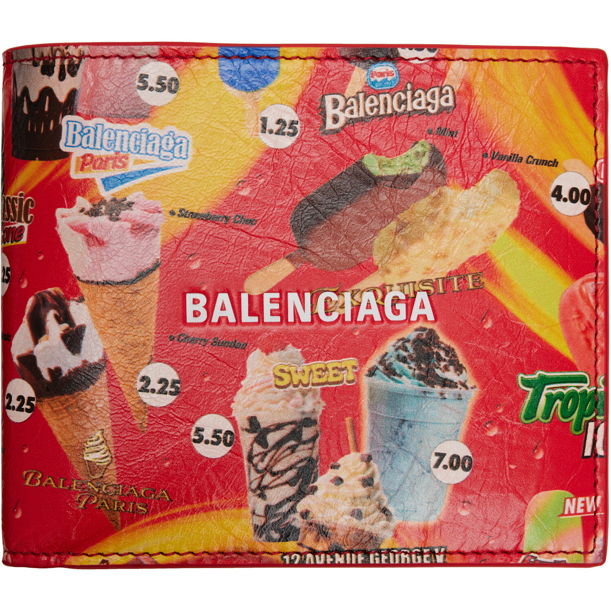 Balenciaga Red Cash Square Folded Coin Wallet