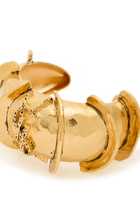 Saint Laurent Sculpted Logo Cuff Gold