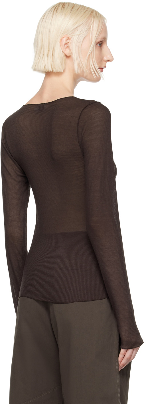 Deiji Studios Brown Knit Long Sleeve T-Shirt