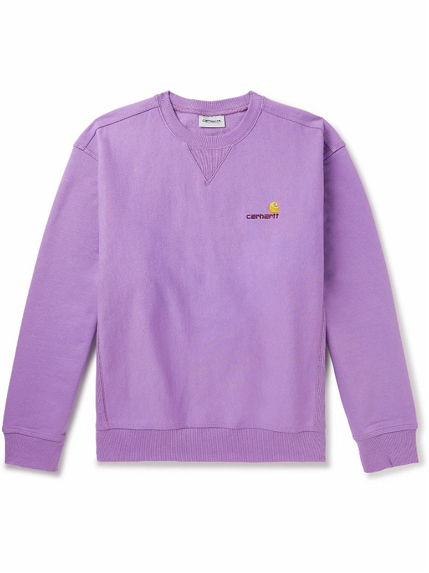 Photo: Carhartt WIP - Logo-Embroidered Cotton-Blend Jersey Sweatshirt - Purple