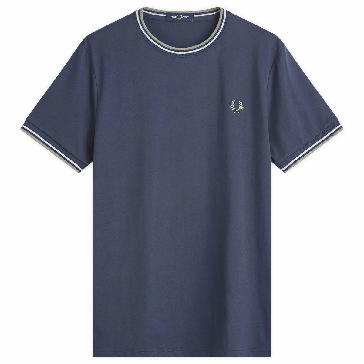 Fred Perry Men's Long Sleeve Taped T-Shirt in Ash Blue Fred