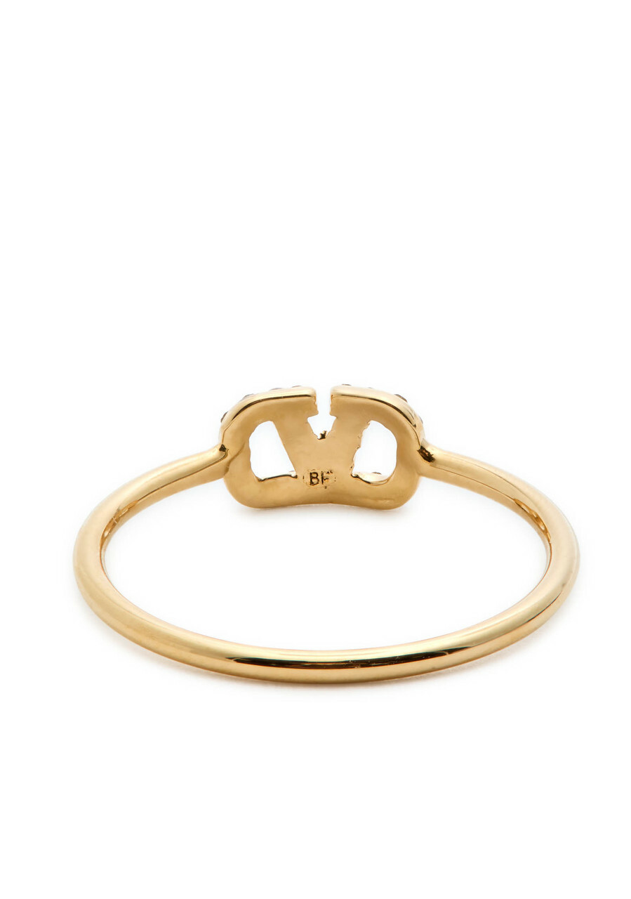 Valentino Garavani Crystal-embellished Vlogo Ring Gold