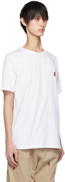 Pop Trading Company White Embroidered T-Shirt