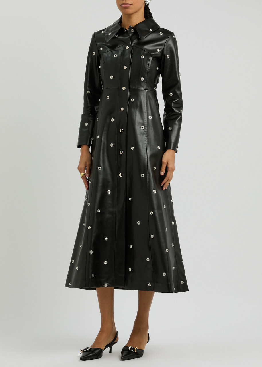 A.W.A.K.E Mode Stud-embellished Faux Leather Coat Black