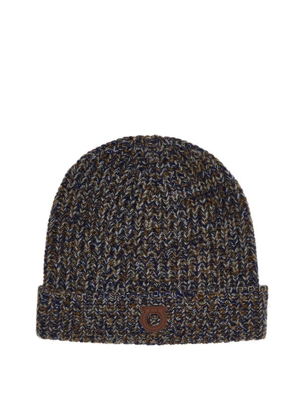 Photo: Ferragamo Mens Mouliné Beanie in Blue
