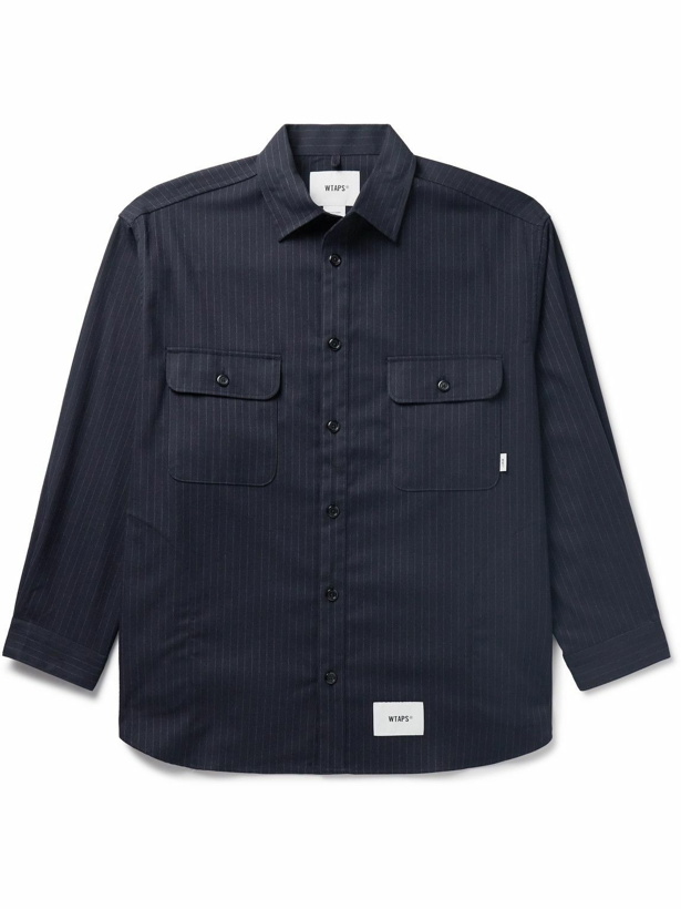 Photo: WTAPS - Pinstriped Twill Shirt - Blue