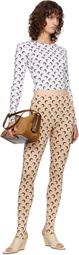 Marine Serre Beige Recycled Moon Jersey Stirrup Leggings