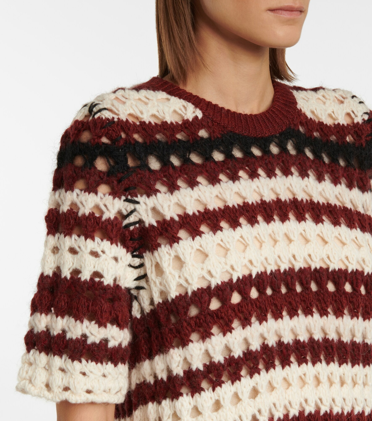 marni crochet dress Brown and blue striped cotton crochet dress