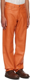 CMMN SWDN Orange Billy Leather Pants