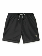 Brunello Cucinelli - Long-Length Logo-Embroidered Swim Shorts - Black