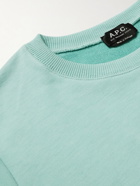 A.P.C. - Logo-Print Cotton-Blend Jersey Sweatshirt - Blue