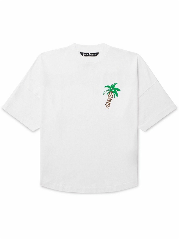 Photo: Palm Angels - Printed Cotton-Jersey T-Shirt - White