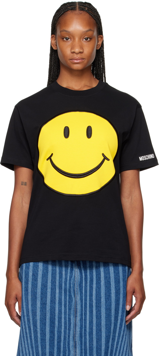 Moschino Black Embroidered Graphic T-Shirt