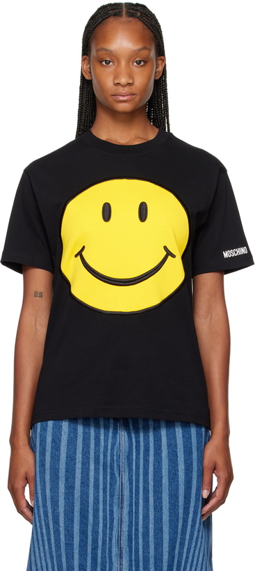 Photo: Moschino Black Embroidered Graphic T-Shirt