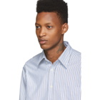 Noah NYC White and Blue Alternating Stripes Oxford Shirt