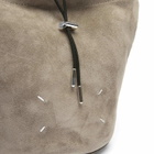 Maison Margiela Women's Suede Small Shoulder Pouch in Vison/Black/Chestnut 