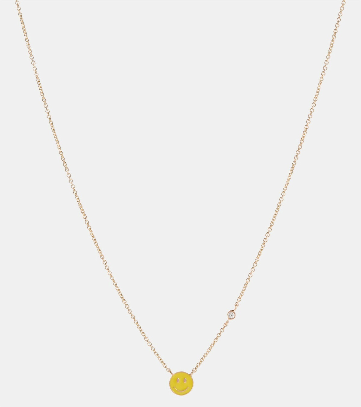 Sydney Evan Happy Face 14kt gold necklace with diamond