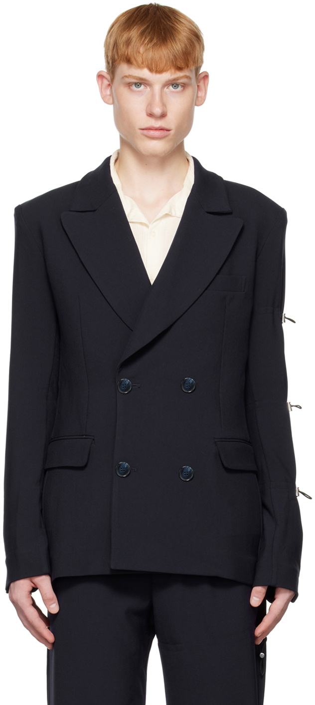 Carlota Barrera Navy Drawstring Blazer