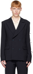 Carlota Barrera Navy Drawstring Blazer