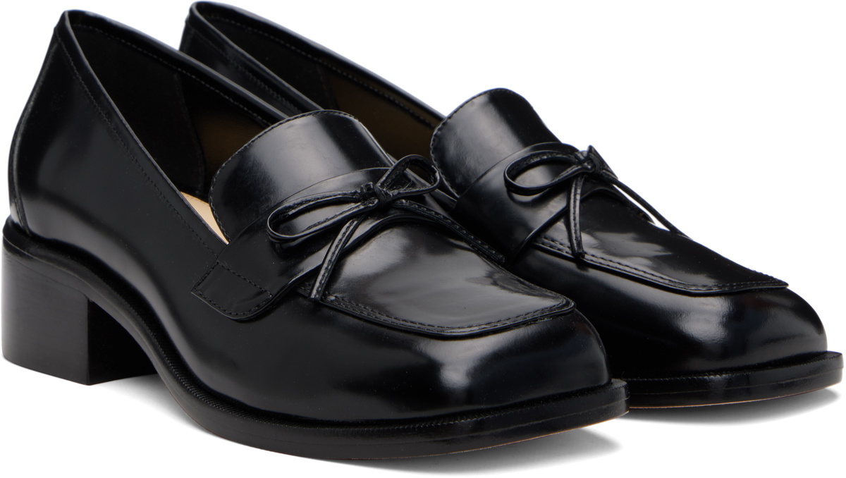 Sandy Liang Black Spazzolato Leather Loafers