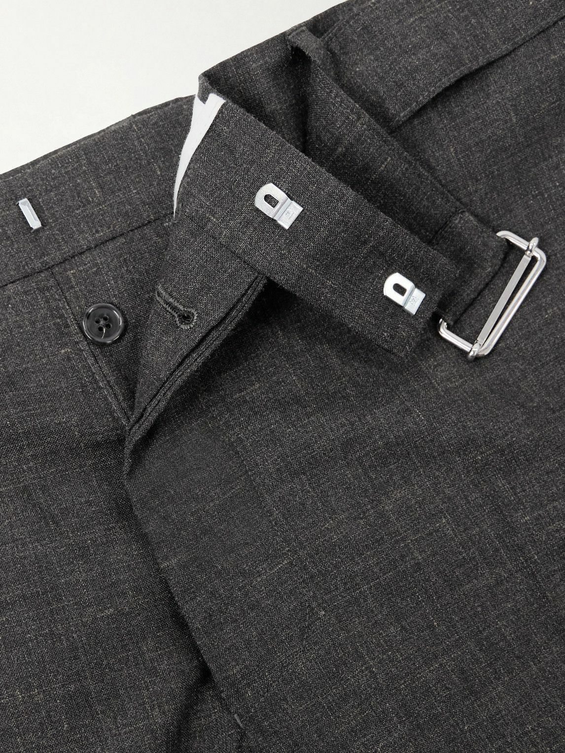 Officine Générale - Straight-Leg Virgin Wool, Silk and Linen-Blend Trousers - Gray