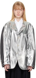 Black Comme des Garçons Silver Pocket Faux-Leather Blazer