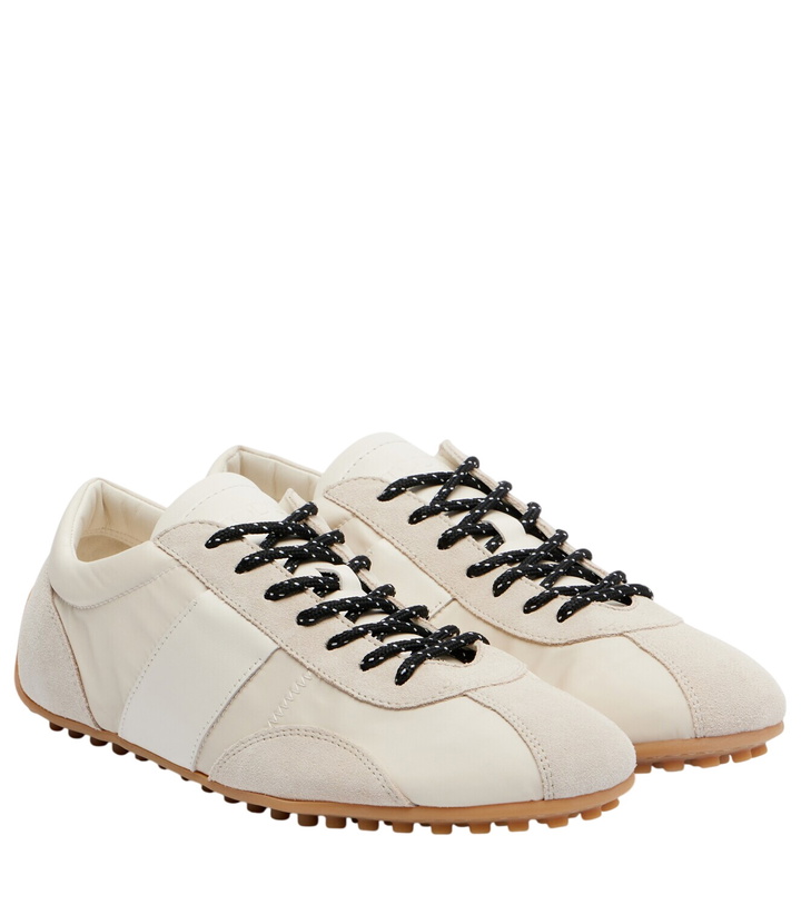 Photo: Tod's Suede-trimmed satin sneakers