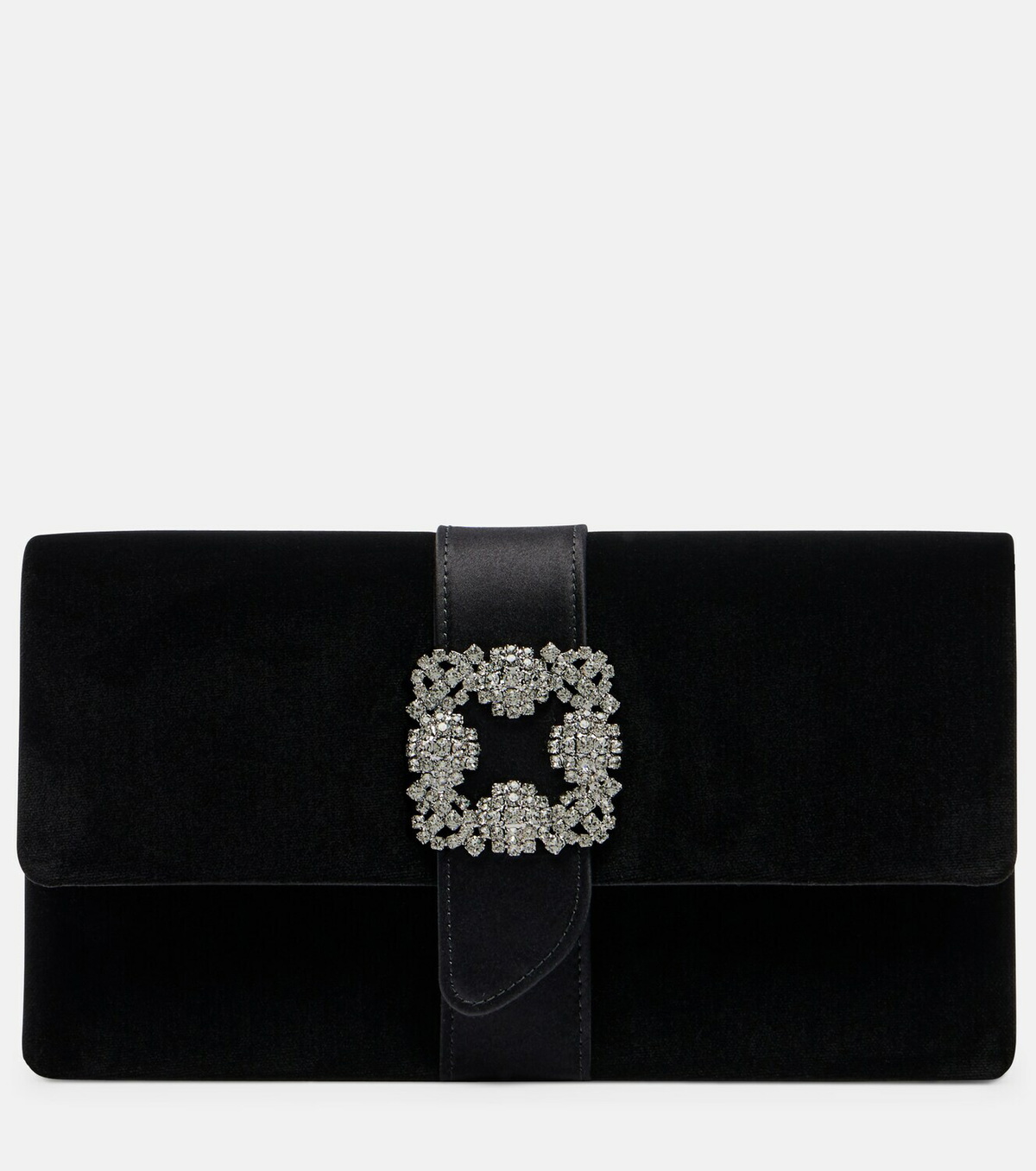 Manolo Blahnik Capri embellished velvet clutch