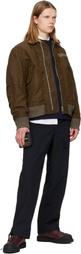 sacai Brown Treated Nylon Twill Bomber Jacket
