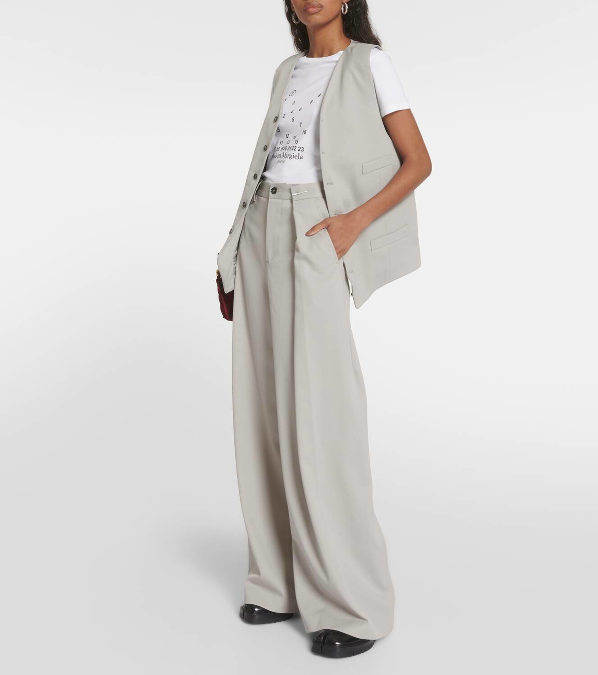 Wool Blend Wide Leg Trousers