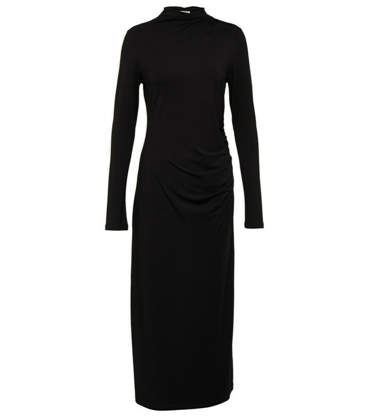Photo: Vince Ruched high-neck jersey midi dress