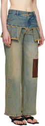 Andersson Bell Blue Patchwork Pleats Skirt Denim Jeans