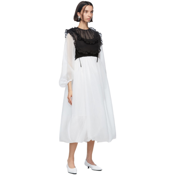 Enfold White Organdie Layered Dress