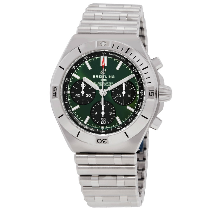 Photo: Breitling Chronomat Chronograph Automatic Chronometer Green Dial Mens Watch AB0158101L1A1