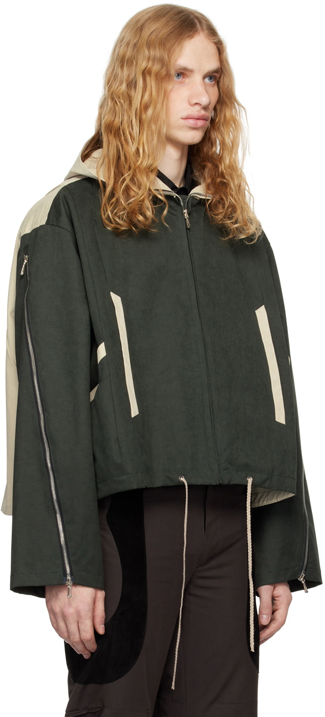 CMMAWEAR Khaki & Beige Hooded Ventilation Jacket