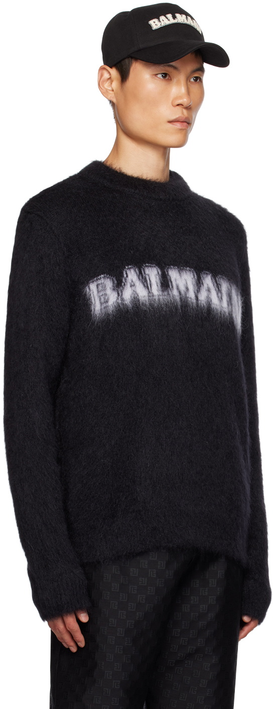 Balmain Black Brushed Sweater Balmain